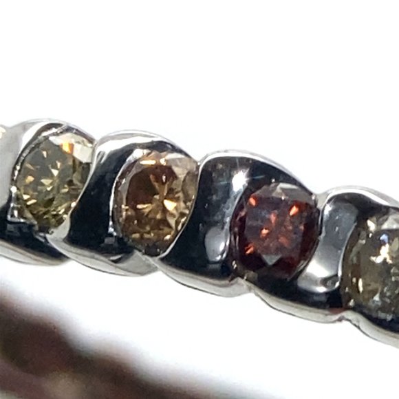 Fancy Colored Diamonds 1.02ct Solid 14K White Gold Eternity Ring - Picture 3 of 8